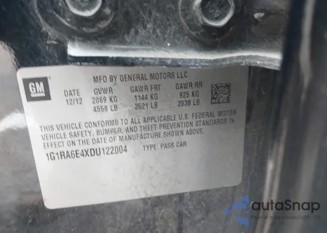 2013 Chevrolet Volt from USA, damaged, VIN 1G1RA6E4XDU122004